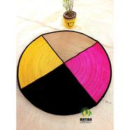 Ahyan Handicraft Colorful Multi Part Jute Round Floor Mat/Rug image
