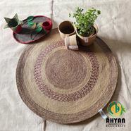 Ahyan Handicraft Colorful Printed Jute Round Floor Mat/Rug image