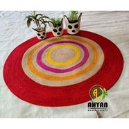 Ahyan Handicraft Colorful Printed Jute Round Floor Mat/Rug - 4 Feet