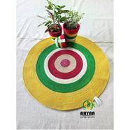 Ahyan Handicraft Colorful Printed Jute Round Floor Mat/Rug - 6 Feet