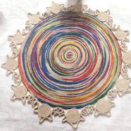 Ahyan Handicraft Colorful Printed Jute Round Floor Mat/Rug - 6 Feet icon