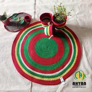 Ahyan Handicraft Colorful Printed Jute Round Floor Mat/Rug - 4 Feet