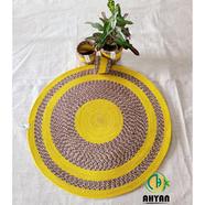 Ahyan Handicraft Colorful Printed Jute Round Floor Mat/Rug image