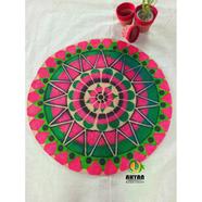 Ahyan Handicraft Colorful Printed Jute Round Floor Mat/Rug image