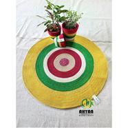 Ahyan Handicraft Colorful Printed Jute Round Floor Mat/Rug image