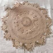 Ahyan Handicraft Colorful Printed Jute Round Floor Mat/Rug - 6 Feet