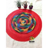 Ahyan Handicraft Colorful Printed Jute Round Floor Mat/Rug image