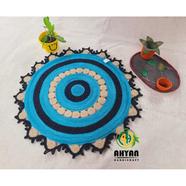 Ahyan Handicraft Colorful Printed Jute Round Floor Mat/Rug - 3 Feet