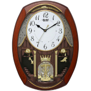 Ajanta– 2927 Classic Musical Pendulum Quartz Wall Clock with Decorative Diamonds– Brown