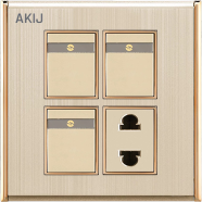 Akij Aura 3Gang Plus 2 Pin Scoket With Shutter