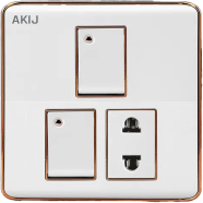 Akij Delight 2 Gang Plus 2 Pin Scoket With Shutter