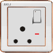 Akij Delight 3 Pin Round Socket With Switch 15A