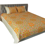 Allora Alpana Print Bedsheet - Orange - PBS - 0047