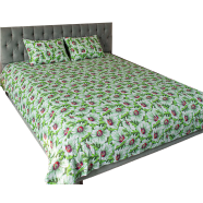 Allora China Rose Print Bed Sheet – Green - PBS - 0049