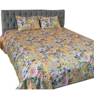 Allora Monsoon Blooms Print Bedsheet – Yellow - PBS - 0053