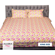 Allora Yellow Rose Print Cotton Bedsheet King ‍Size - PBS - 0013