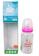 Alpha Baby Feeding Bottle with Soft Silicone Nipple 120ml (Glass) - Pink - AB-104041WB