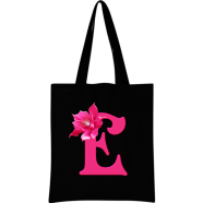 Alphabet Flower Canvas Tote Shoulder Bag With Zipper