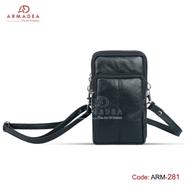 Armadea Mini 3 Chamber Biker Waist Bag with Belt Black - ARM-281