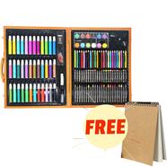 Art Painting Set Wooden Box 150 Pcs - Free Handmade Drawing Pad A4 Size 20 Pages