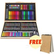 Art Painting Set Wooden Box 180 Pcs - Free Handmade Drawing Pad A4 Size 20 Pages