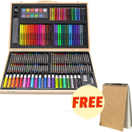 Art Painting Set Wooden Box 180 Pcs - Free Handmade Drawing Pad A4 Size 20 Pages