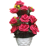 Artificial Random Rose Flower Arrangement in a White Vase icon