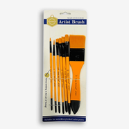 Artist Brush Set - 7pcs (Flat And Round Mix)