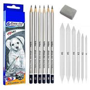Artline Set of 6 Sketch Pencils / Blending/Smudging Stumps Set of 6 (Size 1 to 6) and One Kneadable Eraser for Graphite and Charcoal Pencils