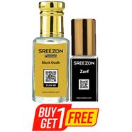 BUY 1 SREEZON Premium Black Oudh Attar-3 ml GET 1 SREEZON Zarf For Men Attar-3.5 ml FREE