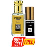 BUY 1 SREEZON Premium Kosturi Attar-3 ml GET 1 SREEZON Zarf For Men Attar-3.5 ml FREE