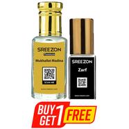 BUY 1 SREEZON Premium Mukhallat Madina Attar-3 ml GET 1 SREEZON Zarf For Men Attar-3.5 ml FREE