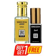 BUY 1 SREEZON Premium Sultan Attar - 3 ml GET 1 SREEZON Zarf For Men Attar - 3.5 ml FREE