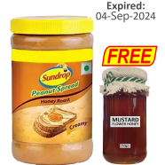 BUY 1 Sundrop Peanut Spread Honey Roast Creamy- 462 gm GET 1 Mustard Honey 250gm FREE!! - AI24