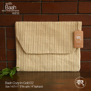Baah Cozy-in-Gold Eco-friendly Jute Laptop Sleeve 02 – 14.5×11 Inches