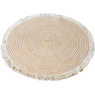 Baah Dipped In Gold Handmade Natural Jute Rug Round - 33 Inch