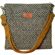 Baah Jute Turquoise Gold Cross Body Bag