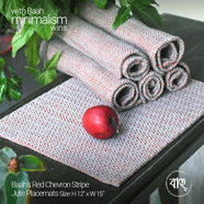 Baah’s Red Chevron Stripe Jute Placemats (set of six)