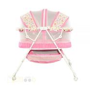 Babies folding Cribs with 4 wheels, with a bottom basket and mosquito nets also Customized to Rocking Bed- Pink