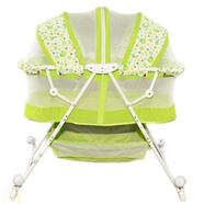 Babies folding Cribs with 4 wheels, with a bottom basket and mosquito nets also Customized to Rocking Bed- Green - (C205)