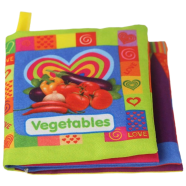 Baby Cloth Book [Vegetables] Early Education Enlightenment Sound Paper BB Whistle Tear-Resistant Three-Dimensional Cloth Book - 1 Pcs