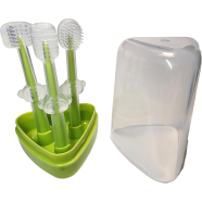 Baby Toothbrush Baby Tongue Cleaner for 0-18 Months 3 Pcs Set Olive 