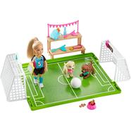 Barbie Chelsea Soccer Playset Football Playset with Chelsea doll and 2 puppy 6-Inch Blonde in Soccer Uniform