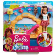 Barbie Club Chelsea Doll and Swing Set Playset with 2 Swings and Slide Plus Teddy Bear Figure Gift for Kids-( Barbie)