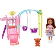 Barbie Club Chelsea Doll and Swing Set Playset with 2 Swings and Slide Plus Teddy Bear Figure Gift for Kids