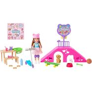 Barbie HJY35 Chelsea Doll And Skate Park Playset With 2 Puppies