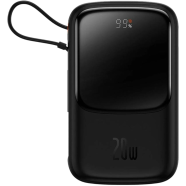 Baseus Qpow Digital Display Power Bank 10000mAh 20W Built-in Lightning Cable PPQD060001-Black