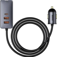 Baseus Share Together PPS multi-port Fast charging car charger with extension cord 120W 3U Plus1C (CCBT-B0G)-Gray - 120W 3U Plus1C image