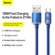 Baseus USB to Type-C 100W Crystal Shine Series Fast Charging Data Cable 1.2m Blue