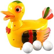 Battery Operated Happy Duck Lay An Egg Toy For Kids With Light and Music (duck_egg_yellow) - Multicolour